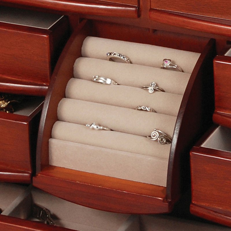 Sleek, Striking Large Jewelry and Accessory Organizer in Walnut Colored