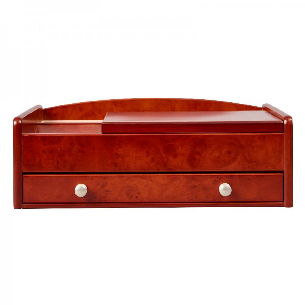 Modern Sophisticated Dark Burlwood Walnut Colored Dresser Top