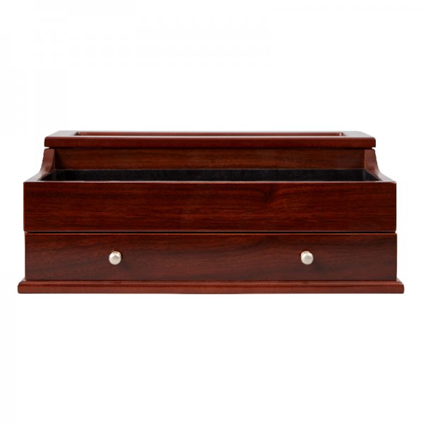 Sleek Rich Mahogany Colored Dresser Top Valet With Watch Storage